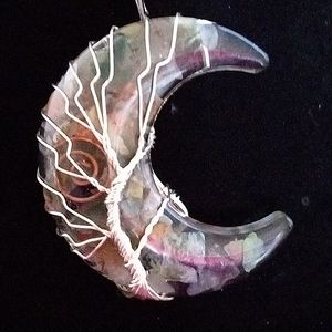 Indian Agate Stone Energy Reiki Healing Amulet Tree O Life Moon Pendant …